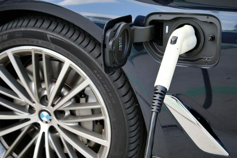 Electric vehicle at charging station