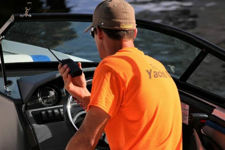 Marina One staff communicating on 2-way radio
