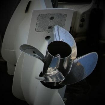 Closeup of outboard engine prop